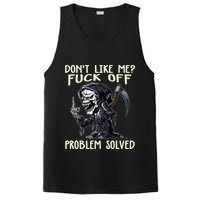Don't Like Me Fuck Off Problem Solved Funny Grim Reaper PosiCharge Competitor Tank