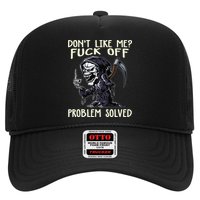 Don't Like Me Fuck Off Problem Solved Funny Grim Reaper Trucker Hat