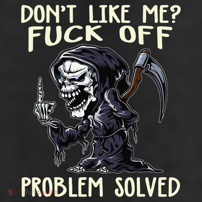 Don't Like Me Fuck Off Problem Solved Funny Grim Reaper Golf Towel