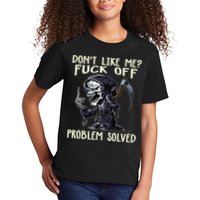 Don't Like Me Fuck Off Problem Solved Funny Grim Reaper Kids T-Shirt