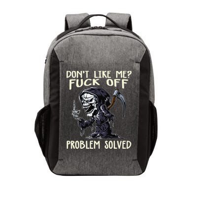 Don't Like Me Fuck Off Problem Solved Funny Grim Reaper Vector Backpack