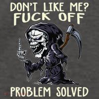 Don't Like Me Fuck Off Problem Solved Funny Grim Reaper Vector Backpack