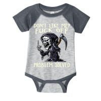 Don't Like Me Fuck Off Problem Solved Funny Grim Reaper Infant Baby Jersey Bodysuit