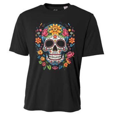 De Los Muertos Day Of The Dead Sugar Skull Halloween Women Cooling Performance Crew T-Shirt