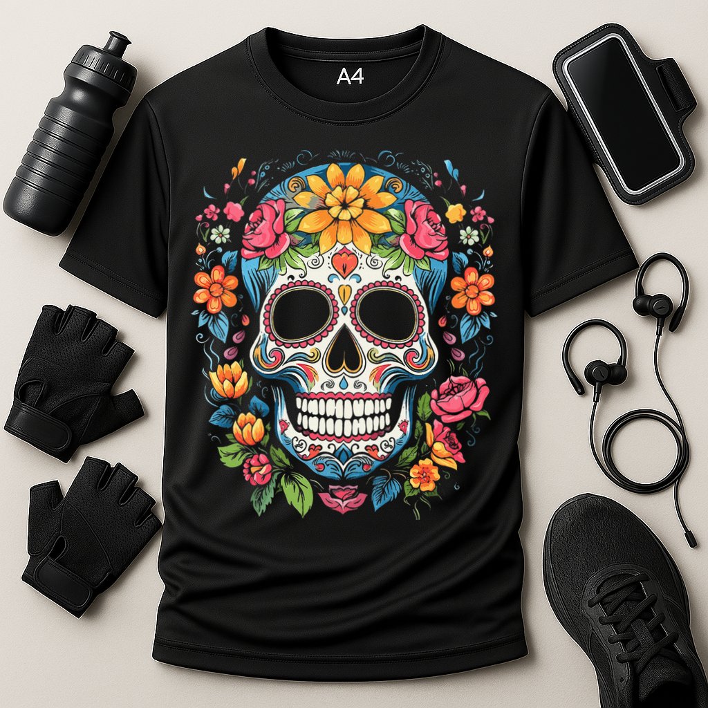 De Los Muertos Day Of The Dead Sugar Skull Halloween Performance Shirt