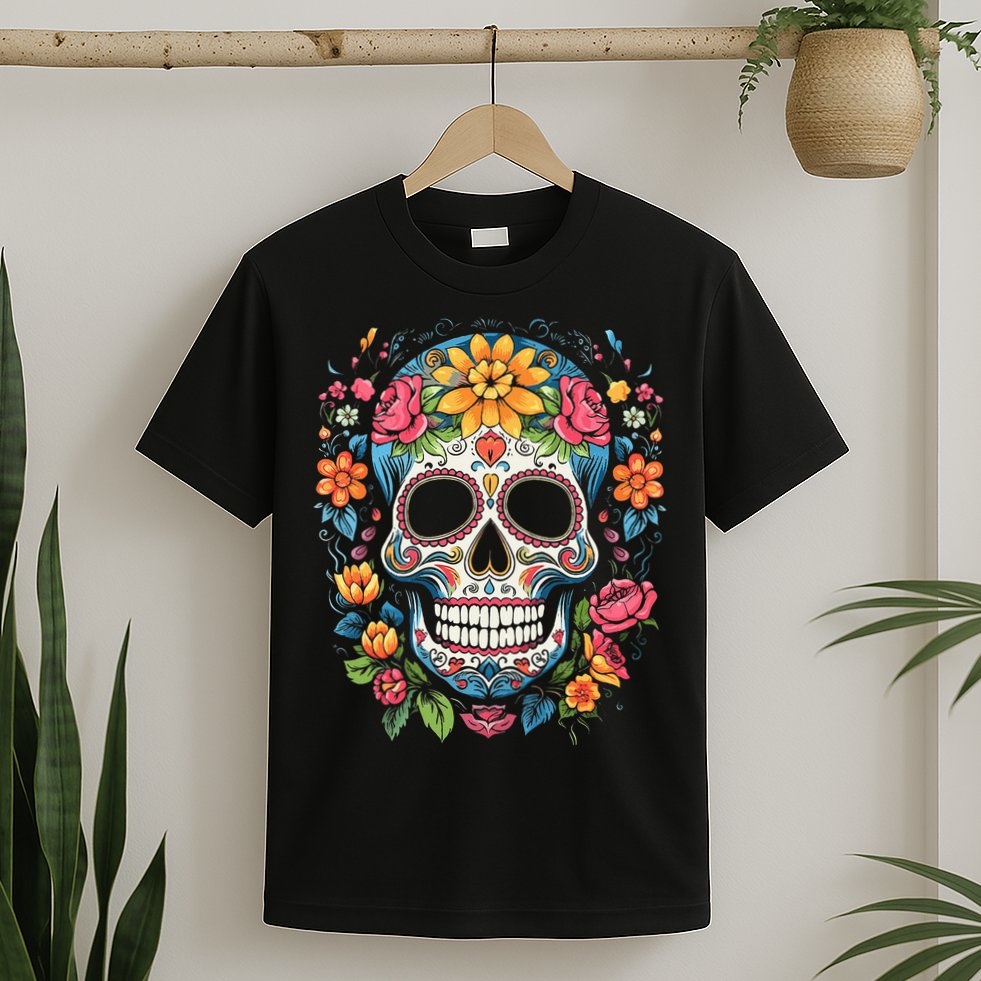 De Los Muertos Day Of The Dead Sugar Skull Halloween T-Shirt