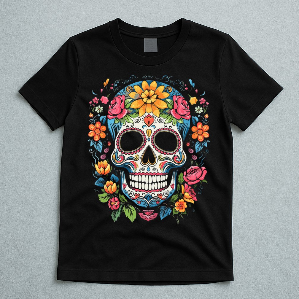 De Los Muertos Day Of The Dead Sugar Skull Halloween T-Shirt