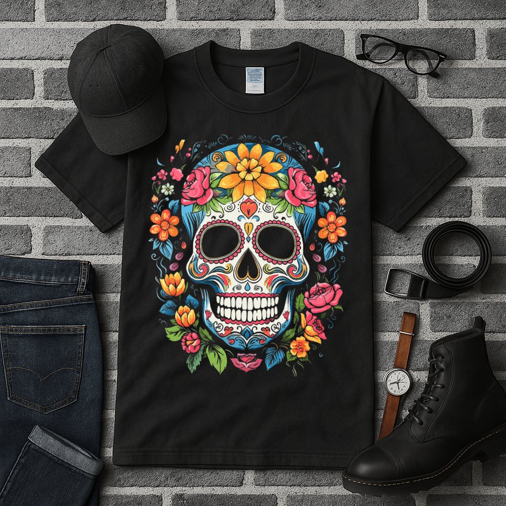De Los Muertos Day Of The Dead Sugar Skull Halloween Tall T-Shirt