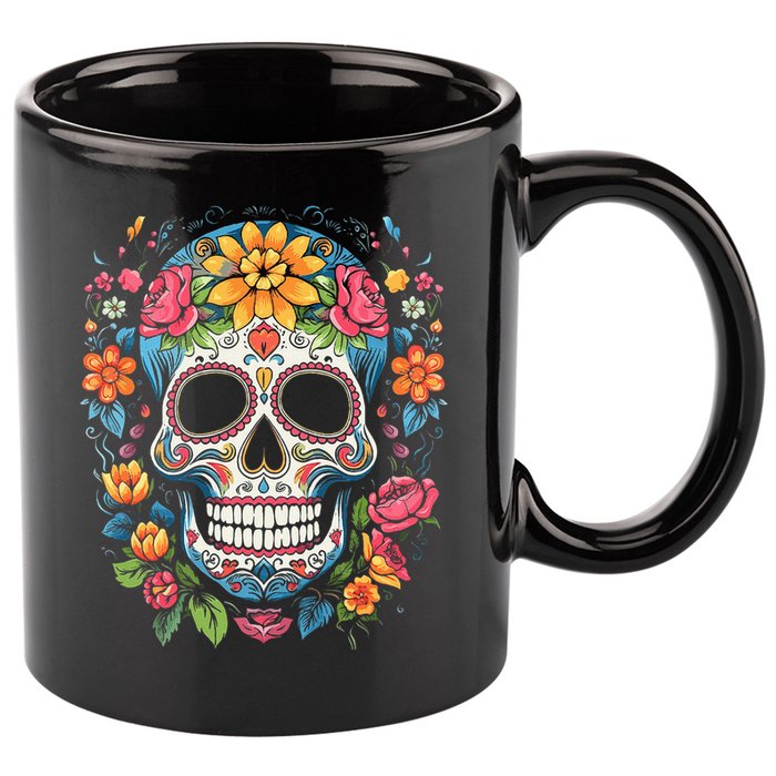 De Los Muertos Day Of The Dead Sugar Skull Halloween 11oz C Handle Ceramic Mug