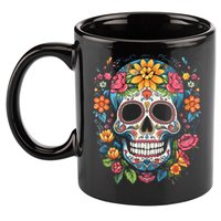 De Los Muertos Day Of The Dead Sugar Skull Halloween 11oz C Handle Ceramic Mug