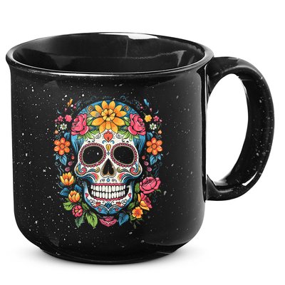 De Los Muertos Day Of The Dead Sugar Skull Halloween 15oz Campfire Ceramic Mug