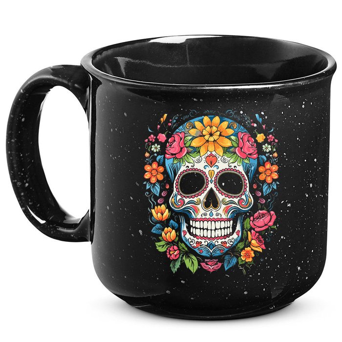De Los Muertos Day Of The Dead Sugar Skull Halloween 15oz Campfire Ceramic Mug