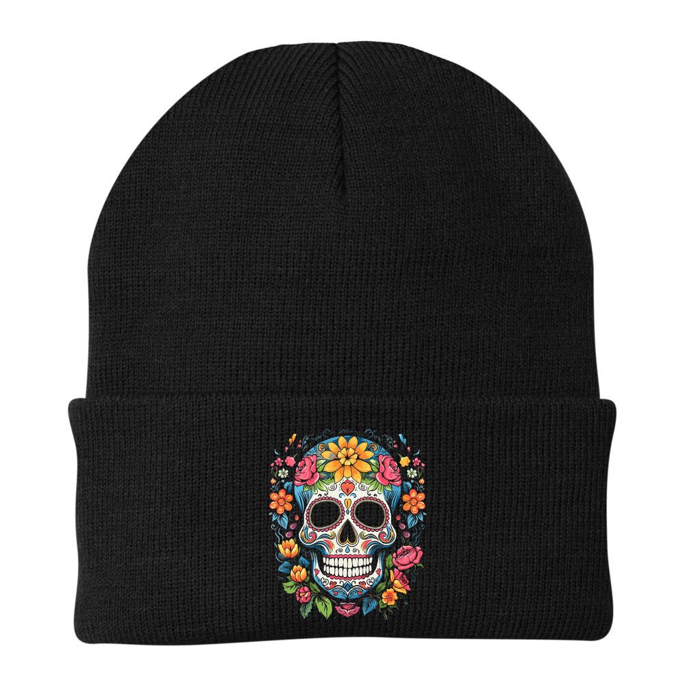 De Los Muertos Day Of The Dead Sugar Skull Halloween Beanie