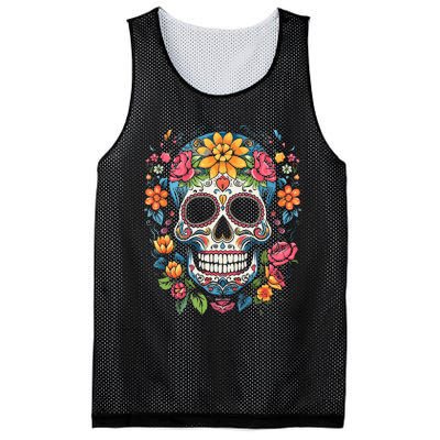 De Los Muertos Day Of The Dead Sugar Skull Halloween Women Mesh Reversible Basketball Jersey Tank