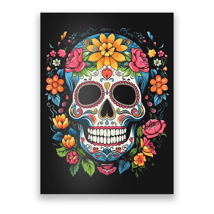 De Los Muertos Day Of The Dead Sugar Skull Halloween Poster