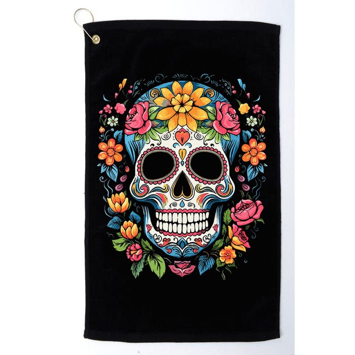 De Los Muertos Day Of The Dead Sugar Skull Halloween Golf Towel