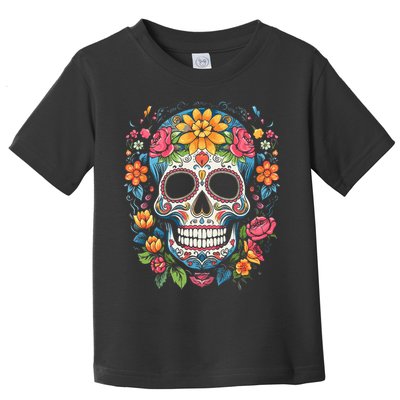 De Los Muertos Day Of The Dead Sugar Skull Halloween Toddler T-Shirt