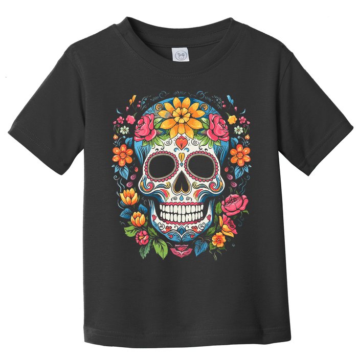 De Los Muertos Day Of The Dead Sugar Skull Halloween Toddler T-Shirt