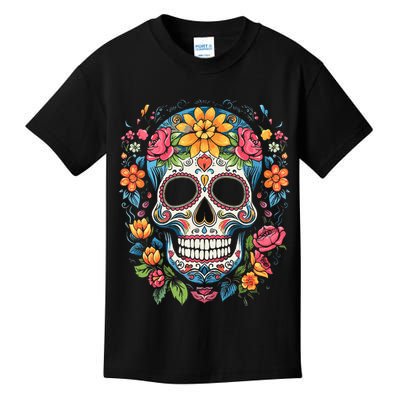 De Los Muertos Day Of The Dead Sugar Skull Halloween Kids T-Shirt