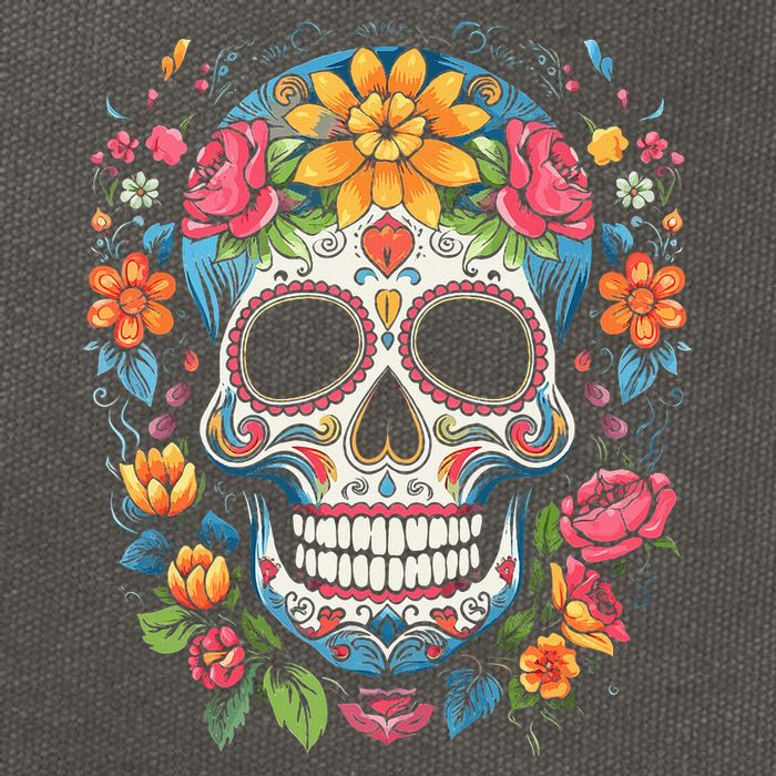 De Los Muertos Day Of The Dead Sugar Skull Halloween Cotton Canvas Backpack