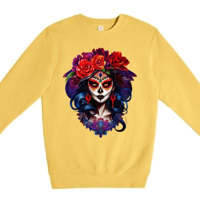 De Los Muertos La Catrina Day Of The Dead Sugar Skull Premium Crewneck Sweatshirt