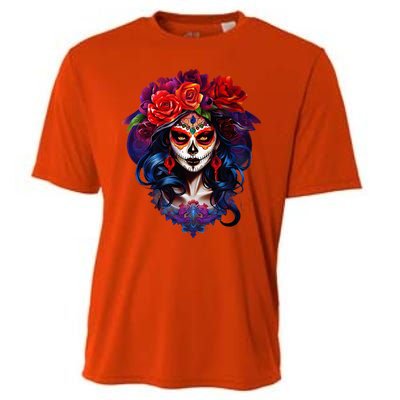 De Los Muertos La Catrina Day Of The Dead Sugar Skull Cooling Performance Crew T-Shirt