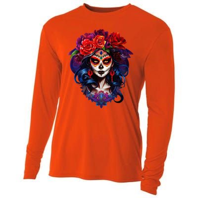 De Los Muertos La Catrina Day Of The Dead Sugar Skull Cooling Performance Long Sleeve Crew