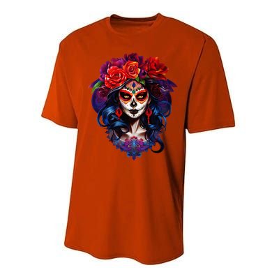 De Los Muertos La Catrina Day Of The Dead Sugar Skull Performance Sprint T-Shirt