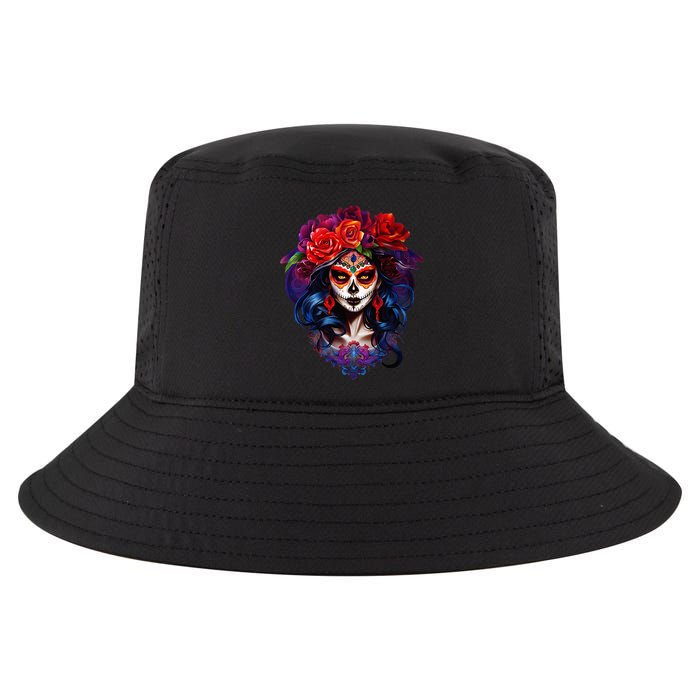 De Los Muertos La Catrina Day Of The Dead Sugar Skull Cool Comfort Performance Bucket Hat