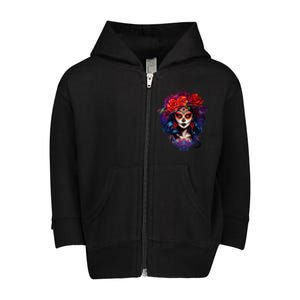 De Los Muertos La Catrina Day Of The Dead Sugar Skull Toddler Zip Fleece Hoodie