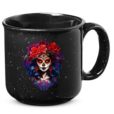 De Los Muertos La Catrina Day Of The Dead Sugar Skull 15oz Campfire Ceramic Mug