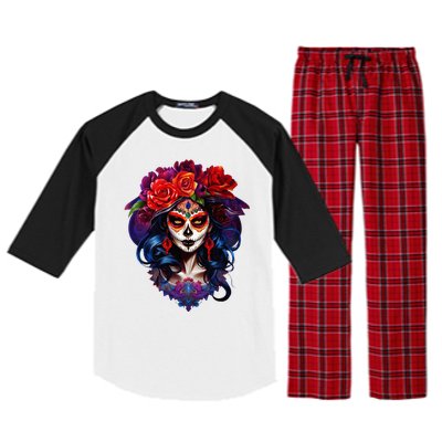 De Los Muertos La Catrina Day Of The Dead Sugar Skull Raglan Sleeve Pajama Set