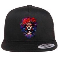 De Los Muertos La Catrina Day Of The Dead Sugar Skull Flatbill Hat