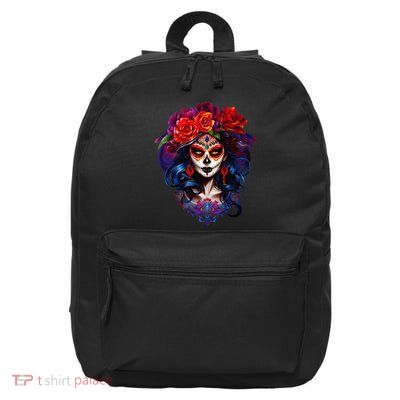 De Los Muertos La Catrina Day Of The Dead Sugar Skull 16 in Basic Backpack