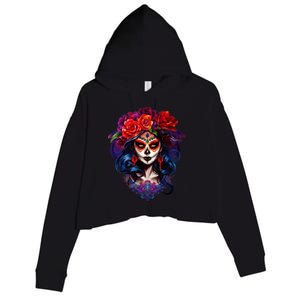 De Los Muertos La Catrina Day Of The Dead Sugar Skull Crop Fleece Hoodie