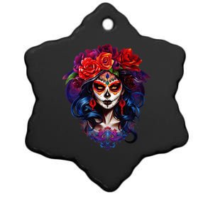 De Los Muertos La Catrina Day Of The Dead Sugar Skull Ceramic Star Ornament