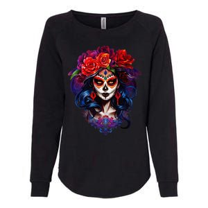 De Los Muertos La Catrina Day Of The Dead Sugar Skull Womens California Wash Sweatshirt