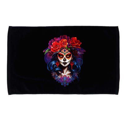De Los Muertos La Catrina Day Of The Dead Sugar Skull Microfiber Hand Towel