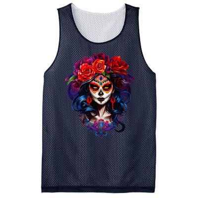 De Los Muertos La Catrina Day Of The Dead Sugar Skull Mesh Reversible Basketball Jersey Tank