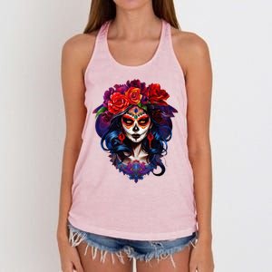 De Los Muertos La Catrina Day Of The Dead Sugar Skull Women's Knotted Racerback Tank