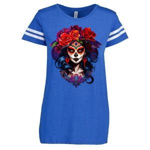 De Los Muertos La Catrina Day Of The Dead Sugar Skull Enza Ladies Jersey Football T-Shirt