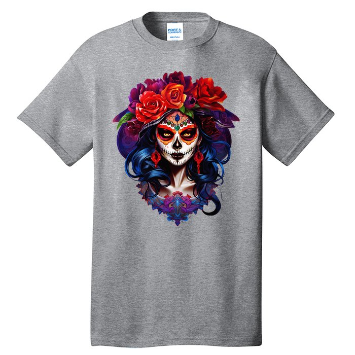 De Los Muertos La Catrina Day Of The Dead Sugar Skull Tall T-Shirt