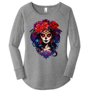 De Los Muertos La Catrina Day Of The Dead Sugar Skull Women's Perfect Tri Tunic Long Sleeve Shirt