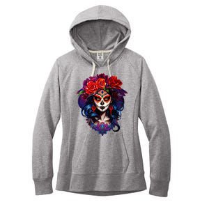 De Los Muertos La Catrina Day Of The Dead Sugar Skull Women's Fleece Hoodie