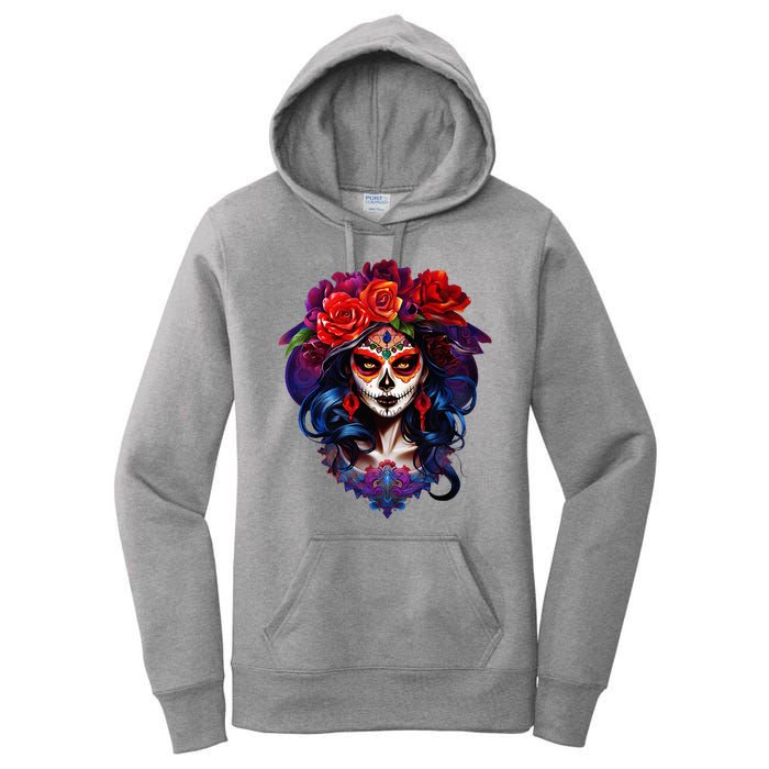 De Los Muertos La Catrina Day Of The Dead Sugar Skull Women's Pullover Hoodie