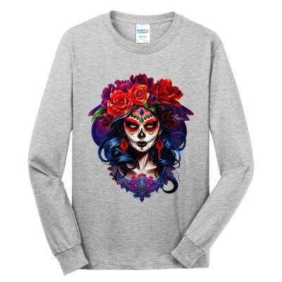 De Los Muertos La Catrina Day Of The Dead Sugar Skull Tall Long Sleeve T-Shirt