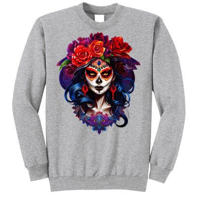 De Los Muertos La Catrina Day Of The Dead Sugar Skull Tall Sweatshirt