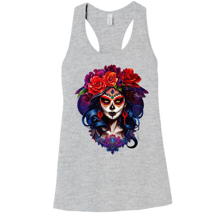 De Los Muertos La Catrina Day Of The Dead Sugar Skull Women's Racerback Tank