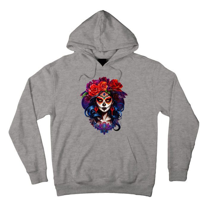 De Los Muertos La Catrina Day Of The Dead Sugar Skull Tall Hoodie