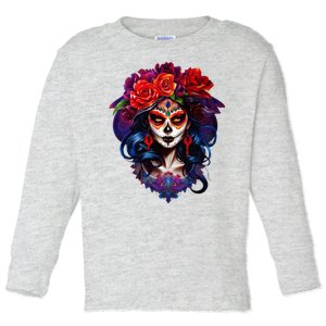 De Los Muertos La Catrina Day Of The Dead Sugar Skull Toddler Long Sleeve Shirt